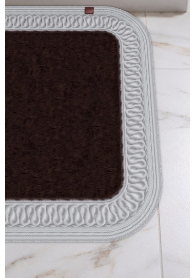 Banyo Paspası Takımı 70x110+50x70 Cm İç Trikot Acı Kahve & Gümüş Gri