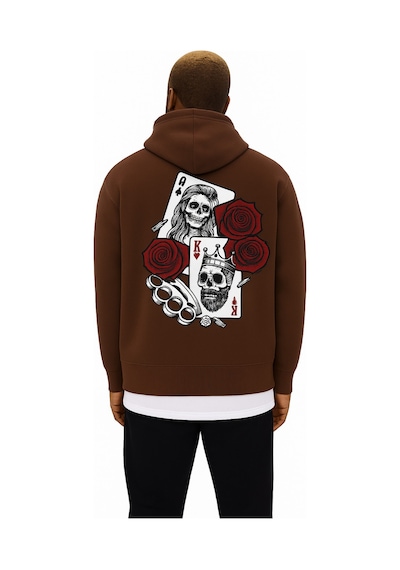 Benroma 3 İplik Penye Baskılı Over Size Unisex Sweat Kahverengi