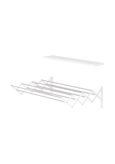 Akordiyon 70cm Çamaşır Kurutma Askısı Duvara Monte Katlanabilir Kurutmalık Banyo Balkon Beyaz Beyaz