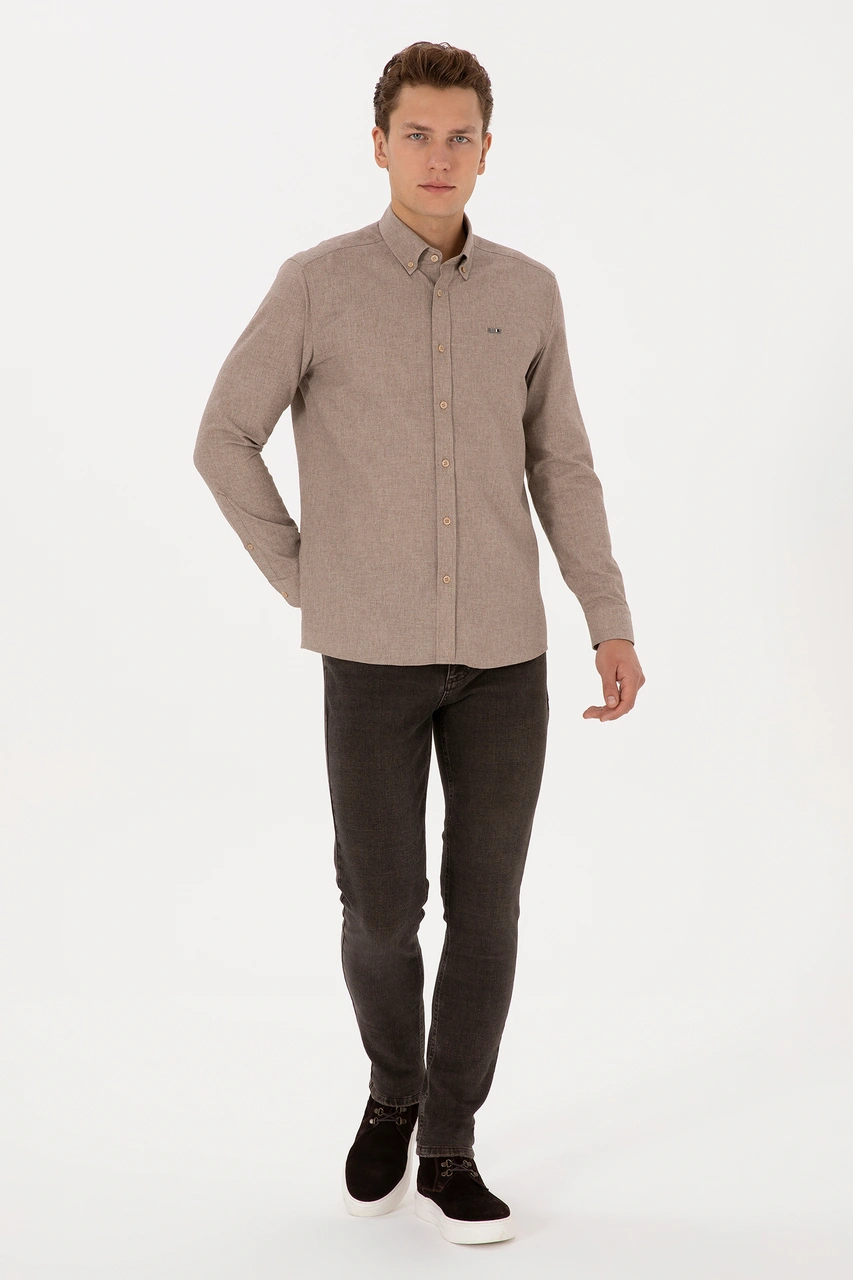U.s. Polo Assn. Erkek Camel Gömlek Desenli 50315613-vr015 Camel