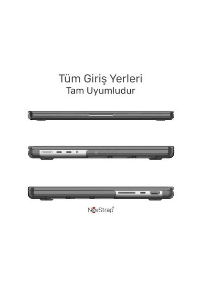 Novstrap Apple Uyumlu MacBook Pro 14 İnç M5 Çip A3434 İle Kılıf Sert Parlak Koruma Kapağı Siyah Karışık Çok Renkli