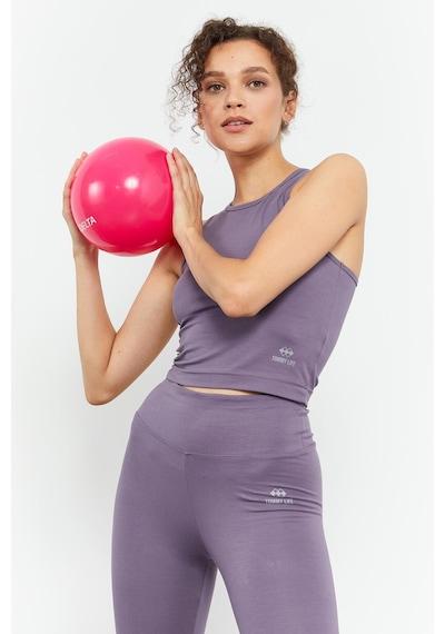 Tommylife Eflatun Yüksek Bel Kapri-crop Atlet Slim Fit Kadın Tayt Takım - 95284
