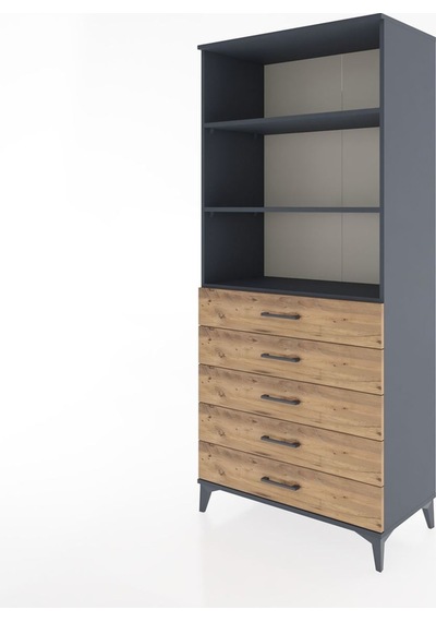 Hyperion Dolap 3 Raflı 5 Çekmeceli 88x44x195 Antrasit-çam Antrasit Hyperion Dolap 3 Raflı 5 Çekmeceli 88x44x195 Antrasit-çam Antrasit