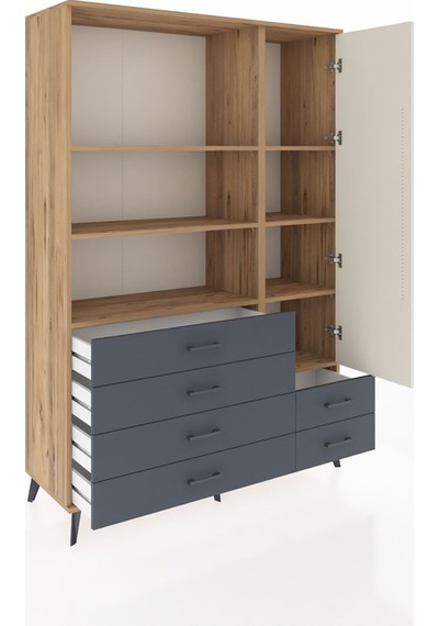 Hyperion Dolap 7 Raflı 6 Çekmeceli Tek Kapaklı 132x44x195 Çam-aytaşı/antrasit Aytası/antrasıt Hyperion Dolap 7 Raflı 6 Çekmeceli Tek Kapaklı 132x44x195 Çam-aytaşı/antrasit Aytası/antrasıt