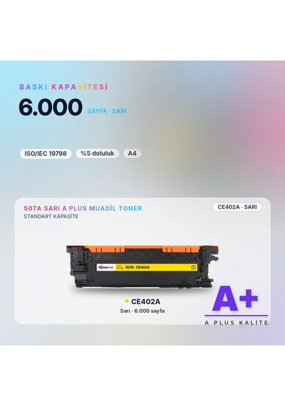 Hp 507a Ce402a Sarı Uyumlu Toner A Plus / Laserjet Enterprise 500 M551 / M575 / Pro 500 M570