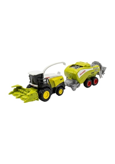 Die-cast Metal Silaj Makinesi Ve Römork Seti - Sürtmeli Çiftlik Oyuncak Traktör Biçerdöver