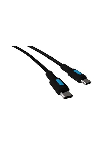 Type C-c Power Delivery Hızlı Şarj Kablosu, Siyah Kablo, Mavi/siyah Uçlar 120 Cm