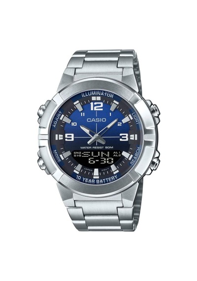 Casio Amw-870da-2a1vdf Quartz Çelik Gri Mavi Kadran 44 Mm Erkek Kol Saati