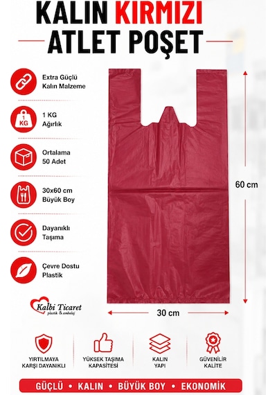 Kalın Pembe Poşet Büyük Boy Hışır Atlet Poşet 1 KG