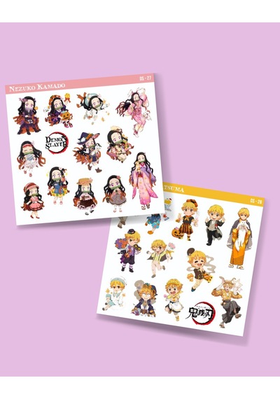 Zenitsu Agatsuma-nezuko Kamado-demon Slayer - 2li Sticker Set - Parlak Kağıt - Çıkartmaları- Süsleme Etiket-ds-27-28