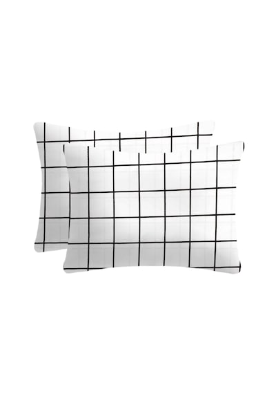 Ranforce Kumaşından Gizli Fermuarlı Yastık Kılıfı 50x70 2 Adet Beyaz - Siyah