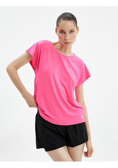 Koton Basic Spor Tişört Rahat Kesim Kısa Kollu Bisiklet Yaka Pembe 4wak10239nk Gül