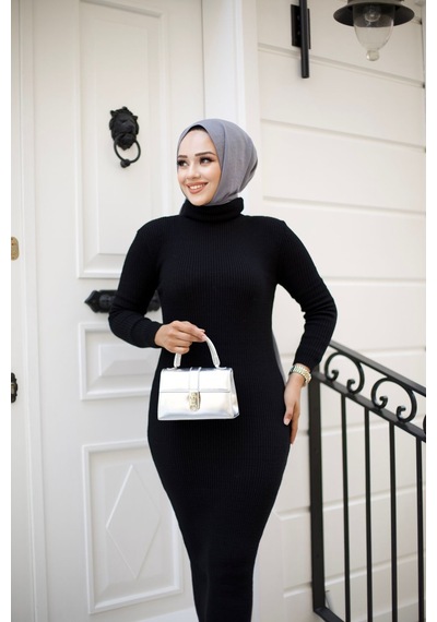 Hira Life Fashion Kadın Elbise Tesettür Giyim Balıkçı Yaka Ve Dar Kesim Triko Kalem Elbise Siyah Siyah Hira Life Fashion Kadın Elbise Tesettür Giyim Balıkçı Yaka Ve Dar Kesim Triko Kalem Elbise Siyah Siyah