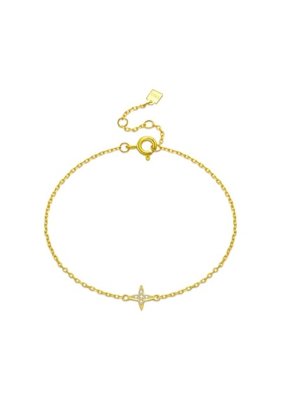 Brezza Lusso Jewelry 925 Ayar 18k Altın Kaplama Minimal Yıldız Kadın Bileklik Sarı