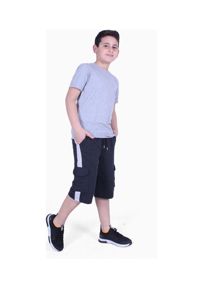 Fyk Kids Düz Model Erkek Çocuk Tişört-kapri Alt Üst Takım Gri
