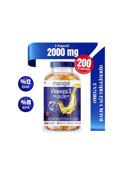 Maxigal Omega-3 Balık Yağı 200 Kapsül