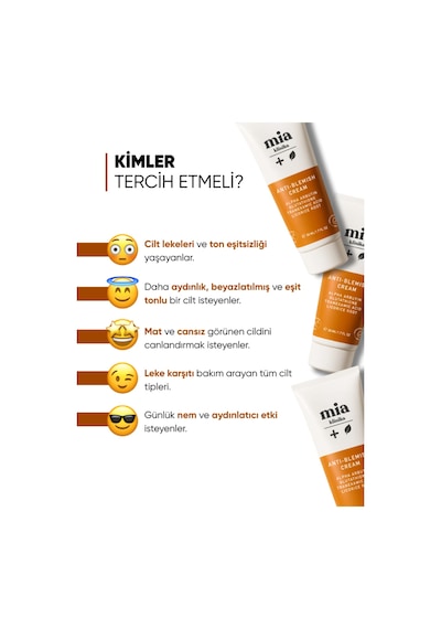 Mia Klinika Cilt Beyazlatıcı ve Ton Eşitlemeye Yardımcı Leke Kremi 50 ML