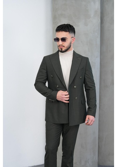 Dupont Classics Dupont Slim Fit Sivri Yaka 6 Drop Çift Yırtmaç Çizgili Viskon Kruvaze Erkek Takım Elbise Yeşil Dupont Classics Dupont Slim Fit Sivri Yaka 6 Drop Çift Yırtmaç Çizgili Viskon Kruvaze Erkek Takım Elbise Yeşil