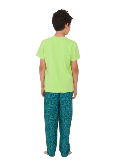 The Don Aile Yeşil-Lacivert Desenli Erkek Çocuk Pijama Takımı (2-