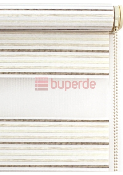 Buperde Krem Kahve Beyaz Renkli Pilise Pliseli Zebra Stor Perde