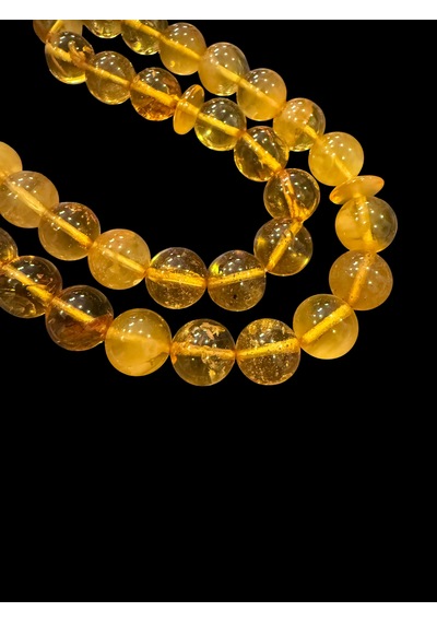 Kaya Damla Kehribar Tesbih 23 Gram 10x10 Mm Gümüş Püsküllü Tespih Sarı