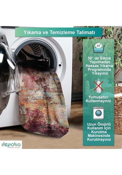 Erne Kadife Kaymaz Pamuk Tabanlı Yıkanabilir Antibakteriyel Salon Halısı 120x180