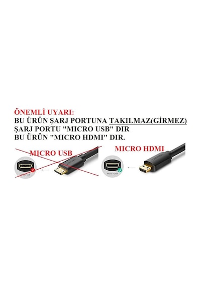 1.5 Metre Micro - Mikro Hdmı To Hdmi Çevirici Dönüştürücü Kablo