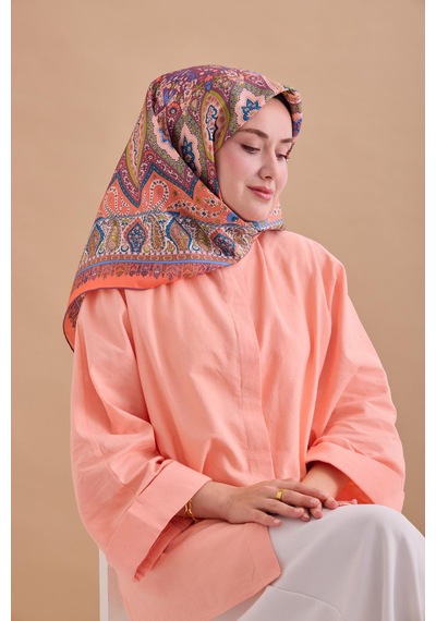 Silk Home Twill İpek Eşarp 11476-28 Parlak Yavruağzı, Haki, Yeşil, Petrol Yeşili