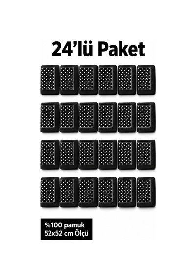 Herşeynota 24 Lü Siyah 52x52 Cm %100 Pamuk Fular Bandana Seti Okul Etkinlik Gösteri Çok Renkli