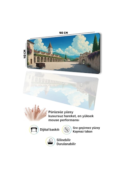 Sonictouch Klavye Mousepad 40x90cm Dikişsiz Pürüzsüz Sıvı Geçirmez Kaymaz Taban Dağ Kasabası