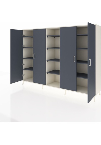 Hyperion Dolap 12 Raflı 4 Kapaklı 220x44x163 Aytaşı-antrasit Aytaşı-antrasit