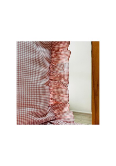 Country Ruffled Tek Kişilik Çarşaf Seti Pembe Pötikareli