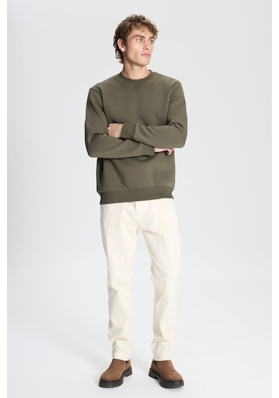 AC&Co / Altınyıldız Classics Erkek Hakı Standart Fit Normal Kesim İçi Polarlı Bisiklet Yaka Sweatshirt Haki