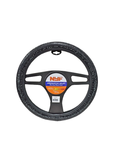 Nyf F-1500 Geçmeli Direksiyon Kılıfı Taşlı Siyah Full 38 Cm
