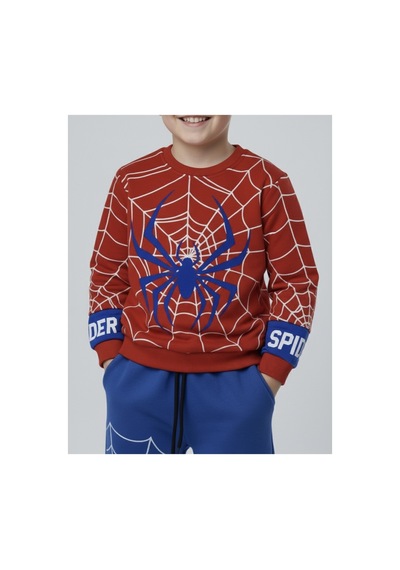 Beka Kids Erkek Çocuk Pijama Takımı Örümcek Desenli Uzun Kollu Üst Uzun Kırmızı