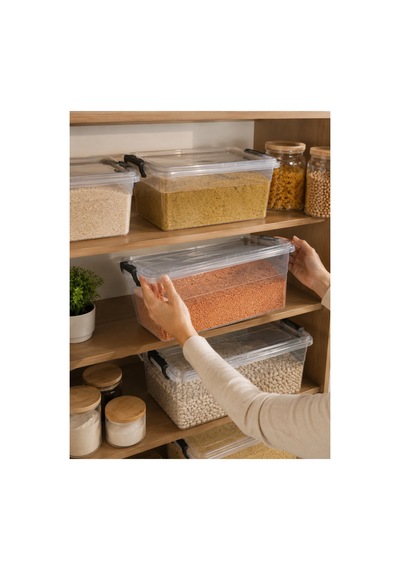 15 Litre Kilitli Kapaklı Şeffaf Saklama Kutusu Çok Amaçlı Erzak Kabı Mama Saklama Kabı Bpa Free Düzenleme Kutusu Diğer