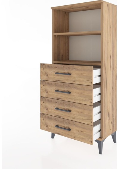Hyperion Dolap 2 Raflı 4 Çekmeceli 60x44x134 Çam-çam Atlas Çam