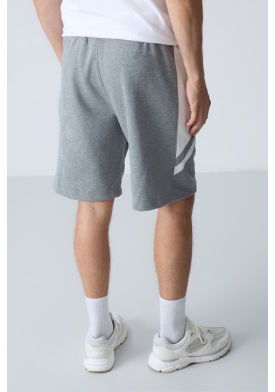 Air Jones Tommy Life Gri Melanj Pamuklu Kalın Yumuşak Dokulu Standart Fit Basic Erkek Şort - 81281 GRI MELANJ