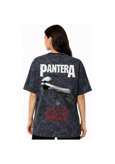 Pantera Rock Metal Müzik Grubu Sırt Baskılı Unisex Oversize Eskit Siyah