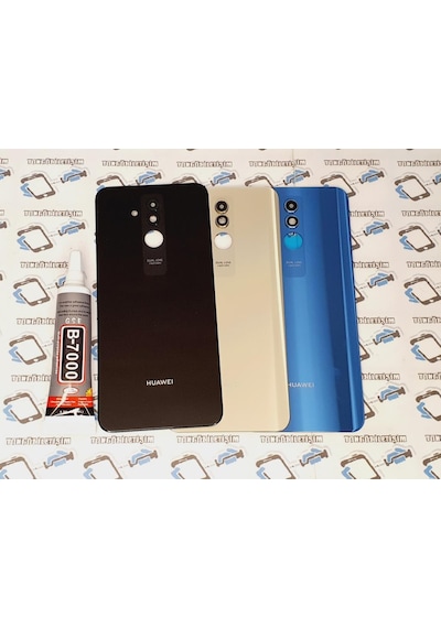 Tkgz - Mate 20 Lite Arka Pil Batarya Kapağı (Cam Kamera Lensi) (275885748) Mavi