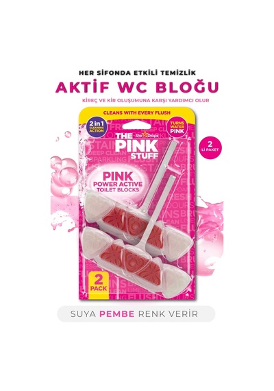 Power Active Aktif Wc Bloğu 2'li Paket-suya Pembe Renk Veren Klozet Temizleyici