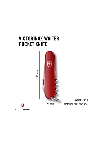 Lexroo İsviçre Çakısı, Waiter, Swiss Army Knife, Çok Amaçlı Alet, 9 Fonksiyonlu, Bıçak, Büyük Çok Renkli