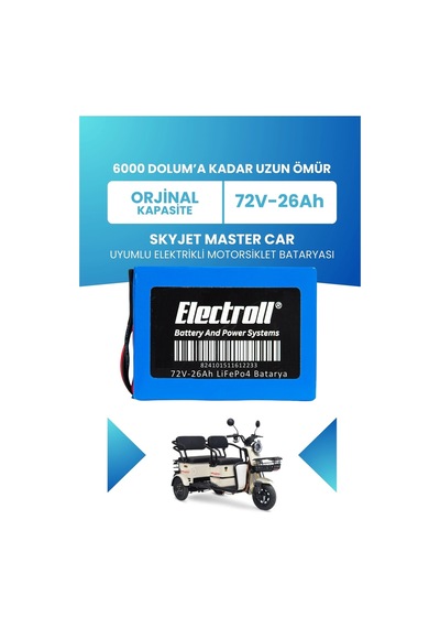 Skyjet Master Car Uyumlu Batarya Standart Kapasite Lifepo4 72v 26ah Elektrikli Motorsiklet Bataryası
