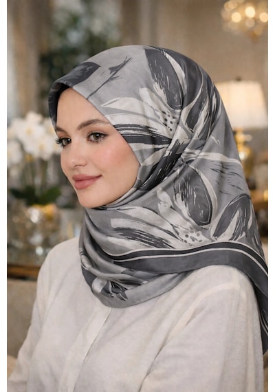 Bonjela Soft Eşarp Yonca Desen Füme Füme