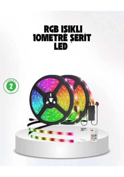 Mey İthalat Müziğe Duyarlı Renkli Smart Şerit Led Işık Usb Bağlantılı Ambiyans Aydınlatma Çok Renkli