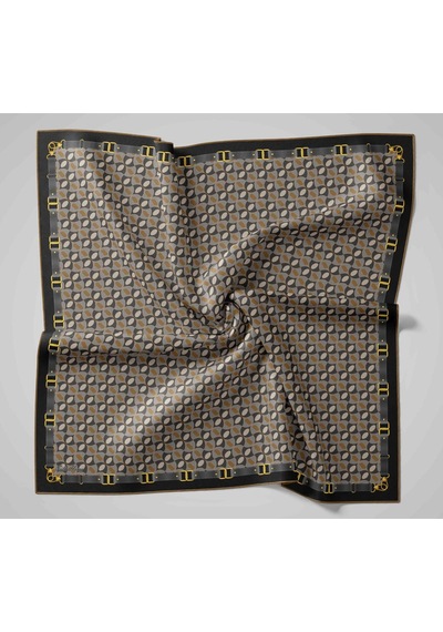 Silk Home Twill İpek Eşarp 11481-33 Antrasit, Haki, Gri, Gümüş