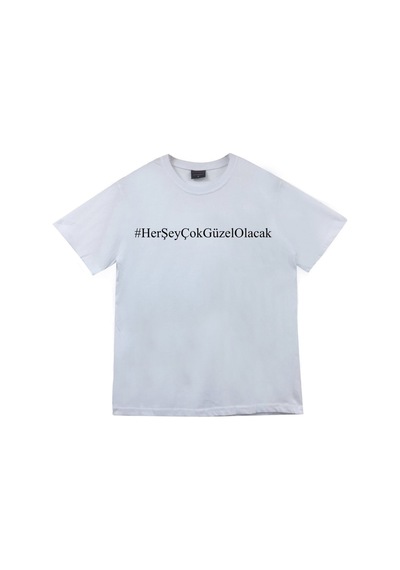 Herşeyçokgüzelolacak Baskılı Unisex %100 Pamuk Beyaz T-shirt Beyaz