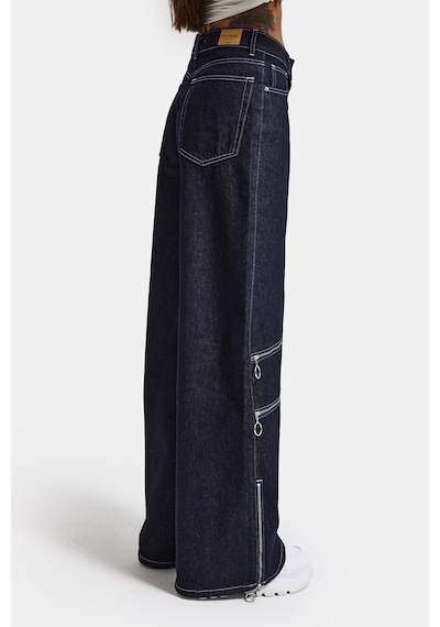 Itsbasic Kadın İndigo Selvedge 7s6-50 Süper Baggy Fit Fermuar Detaylı Özel Tasarım Denim Jean