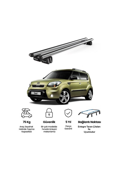 Pençe Kia Soul Ara Atkı 2008-2013 Uyumlu Gri Ara Atkı Port Bagaj Tavan Barı