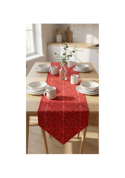 %100 Pamuk Kırmızı Üçgen Özel Desenli Runner 40x110 Kırmızı - 900579047 Kırmızı